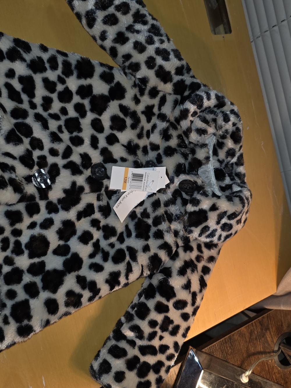 Calvin Klein Black & White Leopard-Print Teddy Coat for  Kids